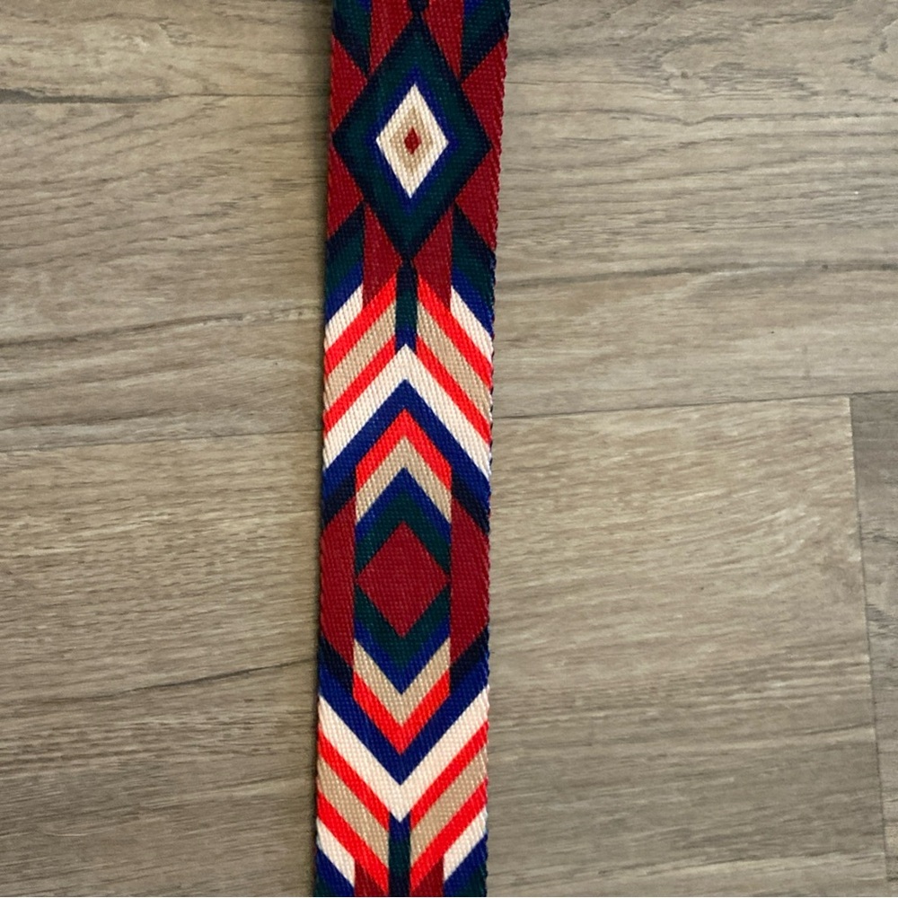 Geometric Patterned Purse Strap With Leather Acce… - image 5